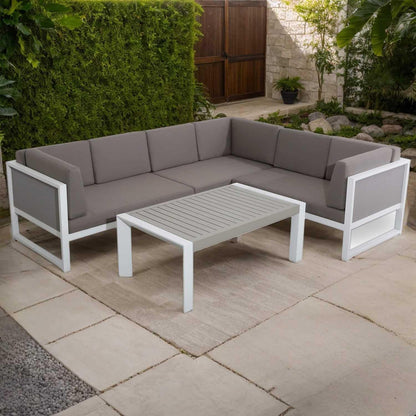 Aluminium Garden Corner Sofa Set 6 Seater with Coffee Table