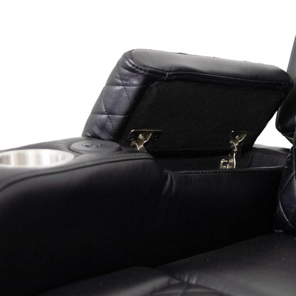 Felix Black or Grey Leather Electric Reclining Sofa Suite USB Cup Holder