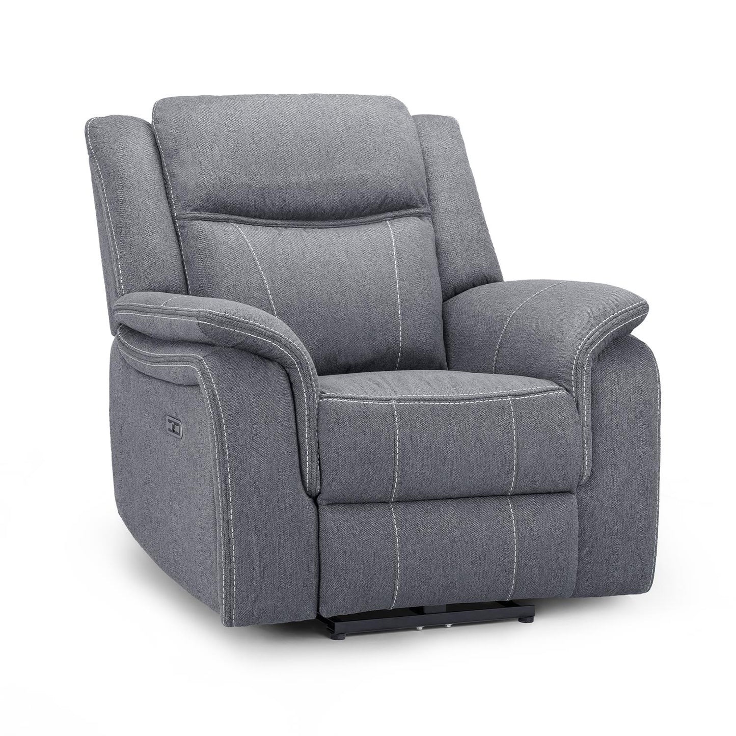 Orlando Grey Fabric 3 Piece Sofa Suite Electric Reclining USB 3 + 2 + 1