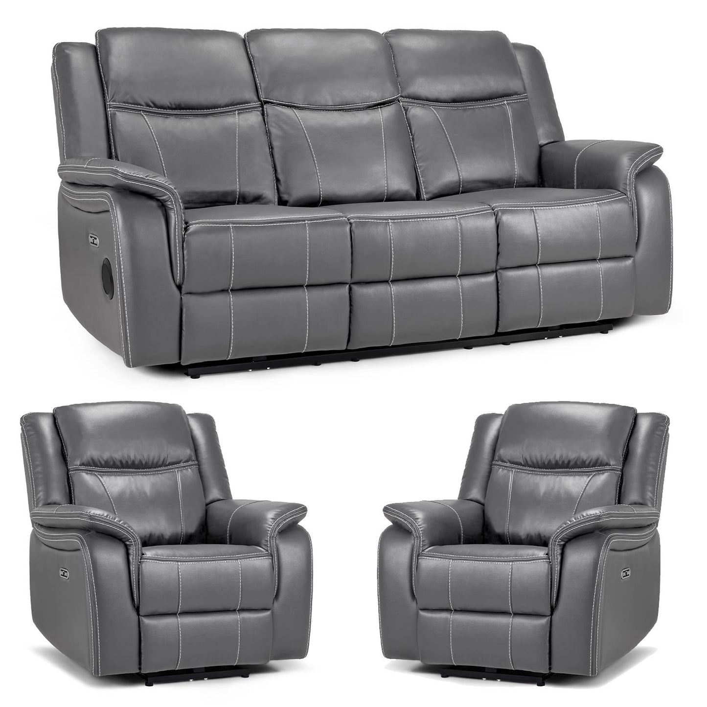 Orlando Leather 3 Piece Electric Reclining Sofas 3 + 1 + 1