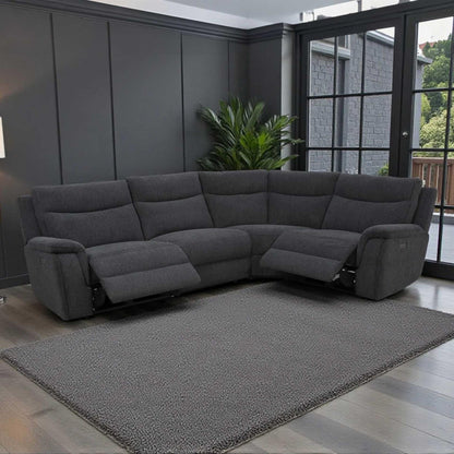 Maeve Electric Reclining 4 Seater Corner Sofa L Shaped Midnight Black