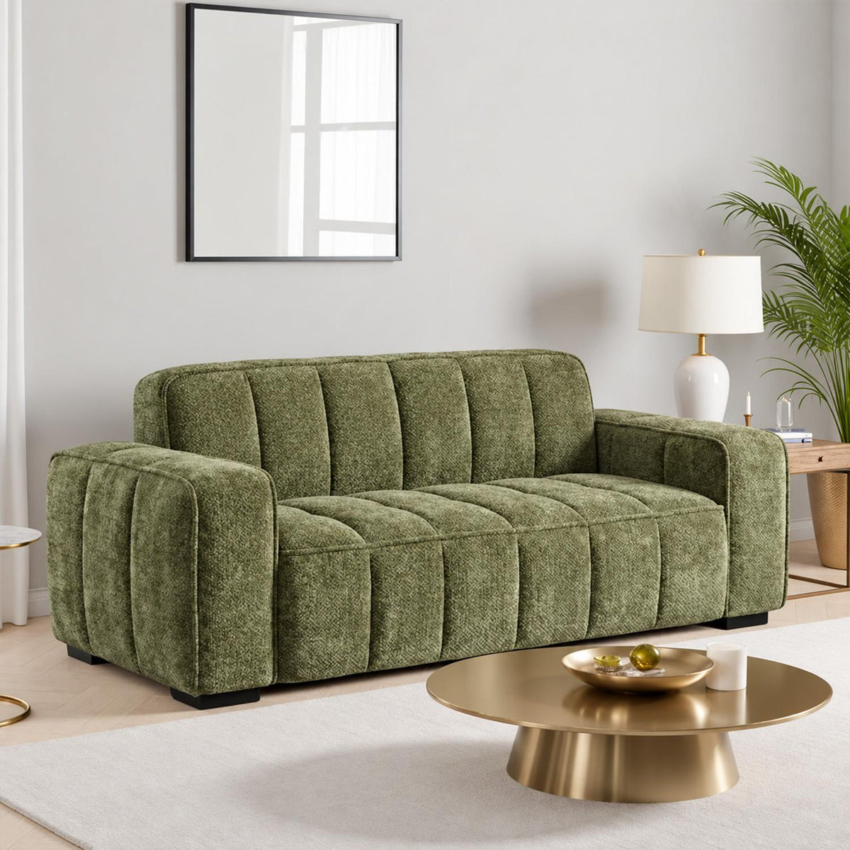 Preston 3 2 1 Sofa Suite Woven Fabric 3 Piece Set Beige Grey Olive