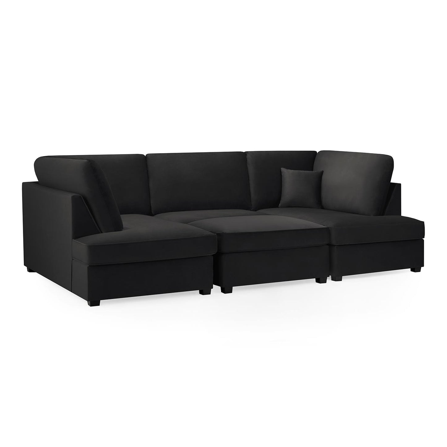 California Plush Velvet Beige, Black or Grey U shaped 6 Seater Sofa