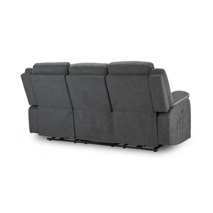 Harlow Graphite Grey Fabric 3 Piece Electric Reclining Suite 3 + 2 + 1