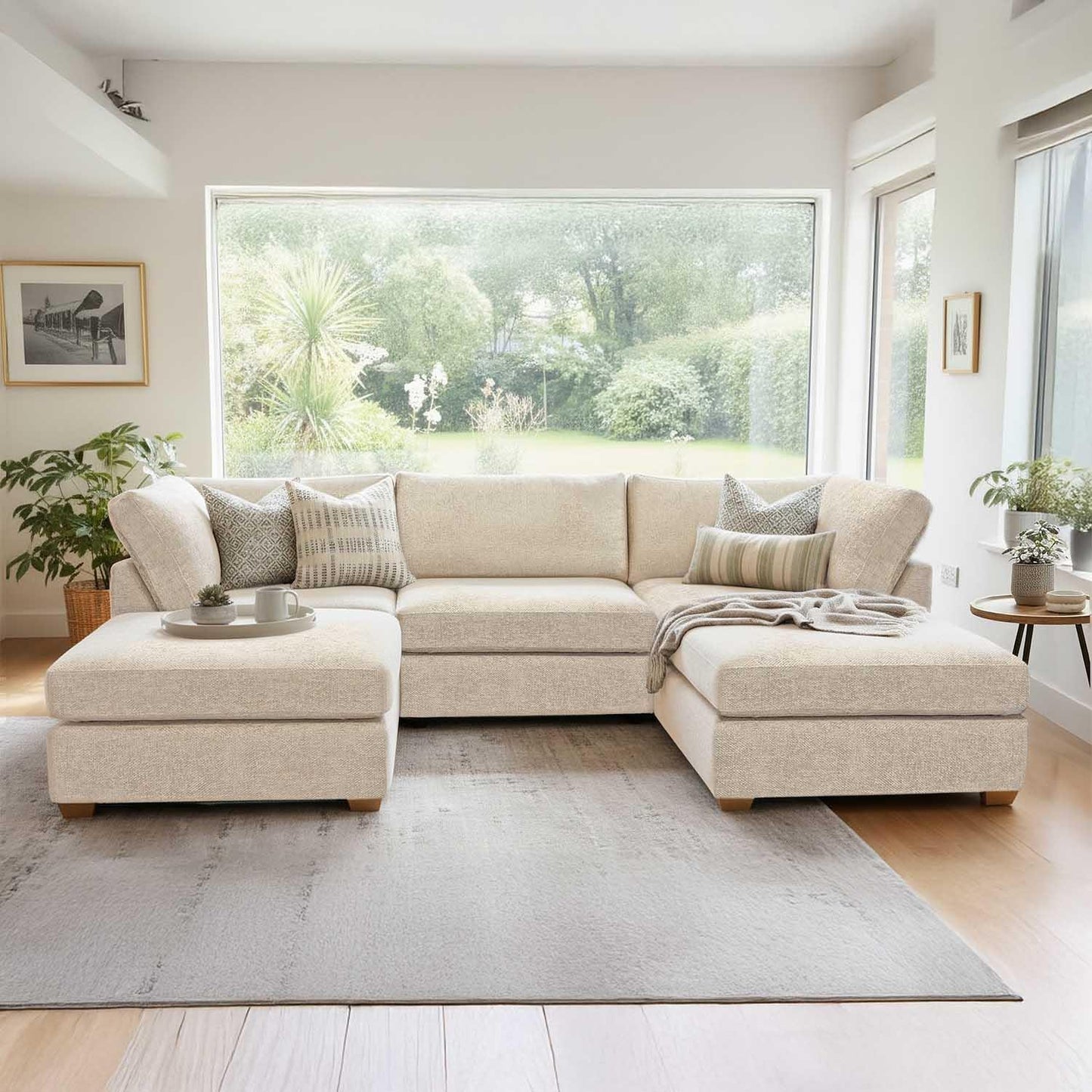 Kenzo U-Shaped 4-5 Seater Chenille Fabric Sofa