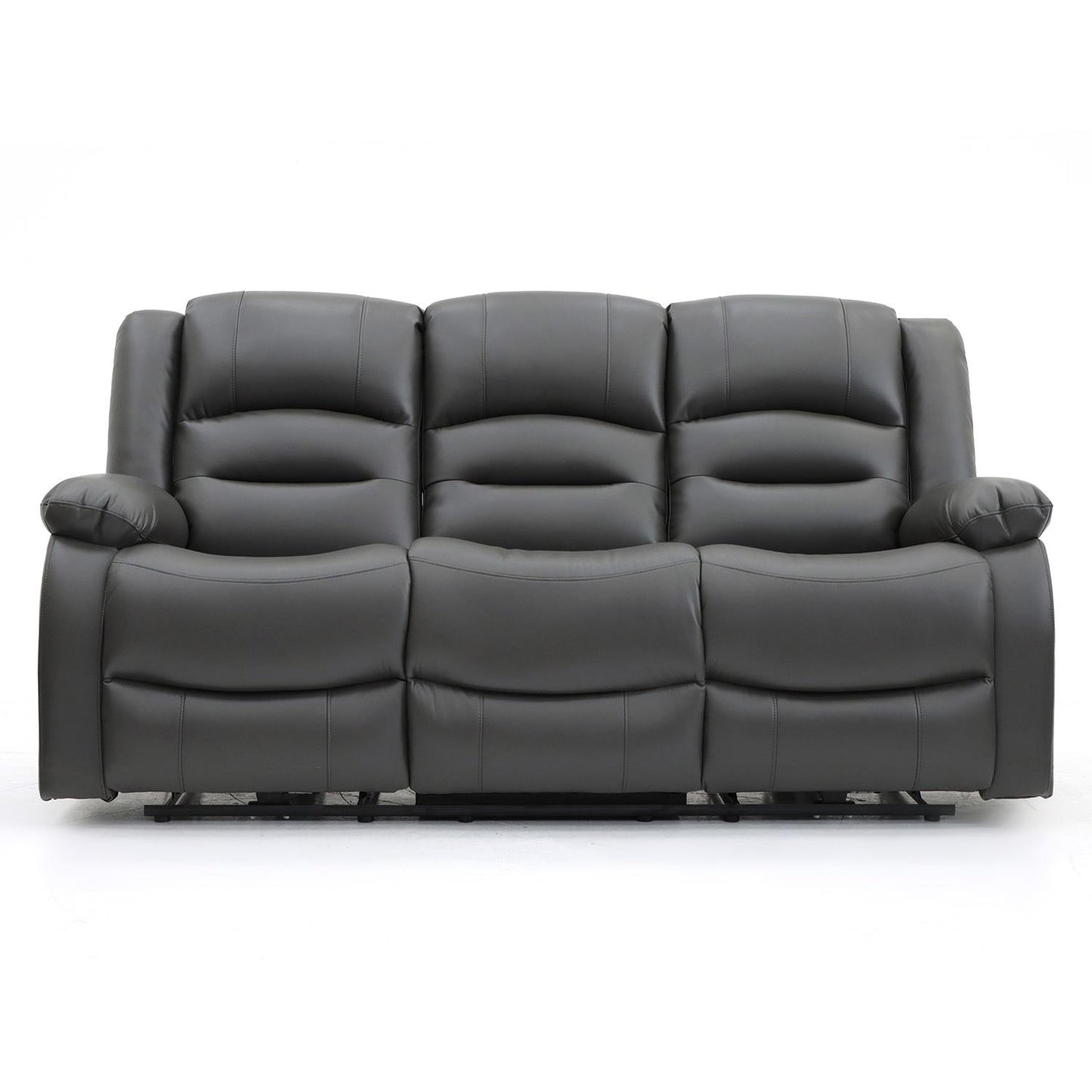Arlo Leather Like Black or Grey 3 Piece Electric Reclining Sofa Suite 3 + 1 + 1 USB Drink Tray Arlo Black or Grey Leather Like Electric Reclining Armchair | Furnishings For Less UK