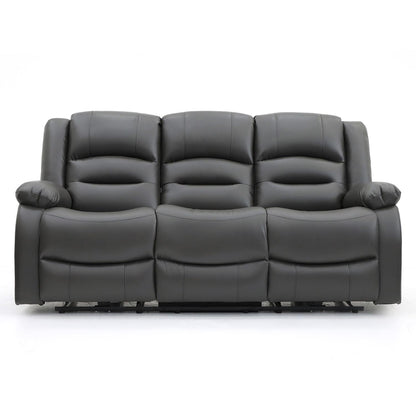 Arlo Leather Like Black or Grey 3 Piece Electric Reclining Sofa Suite 3 + 1 + 1 USB Drink Tray Arlo Black or Grey Leather Like Electric Reclining Armchair | Furnishings For Less UK
