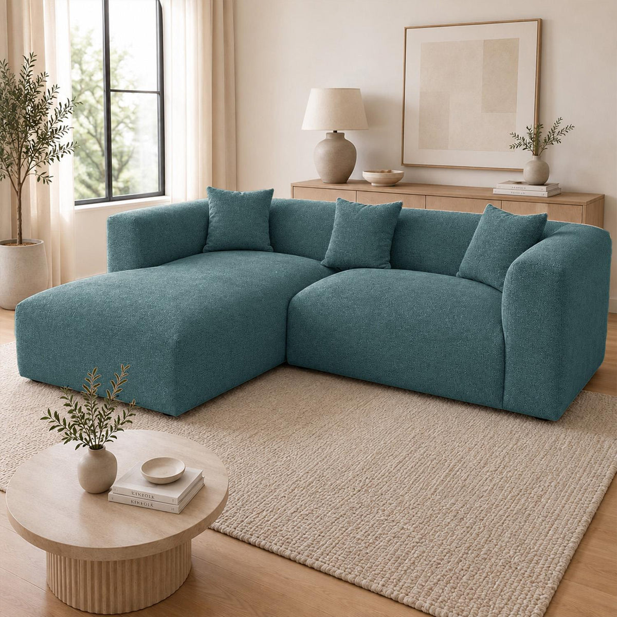 Ely Cloud Chaise L-Shaped Corner Sofa, Linen Fabric, LHF or RHF