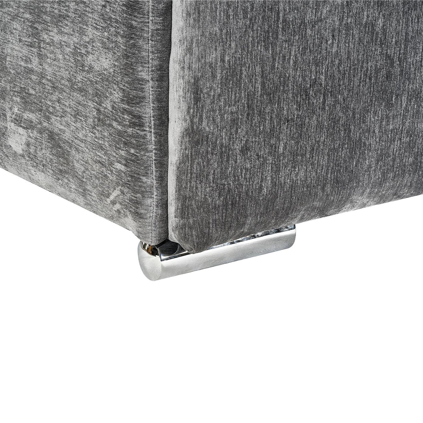 Monza L Shaped Chenille Fabric Beige Grey 4 Seater Corner Sofa RH