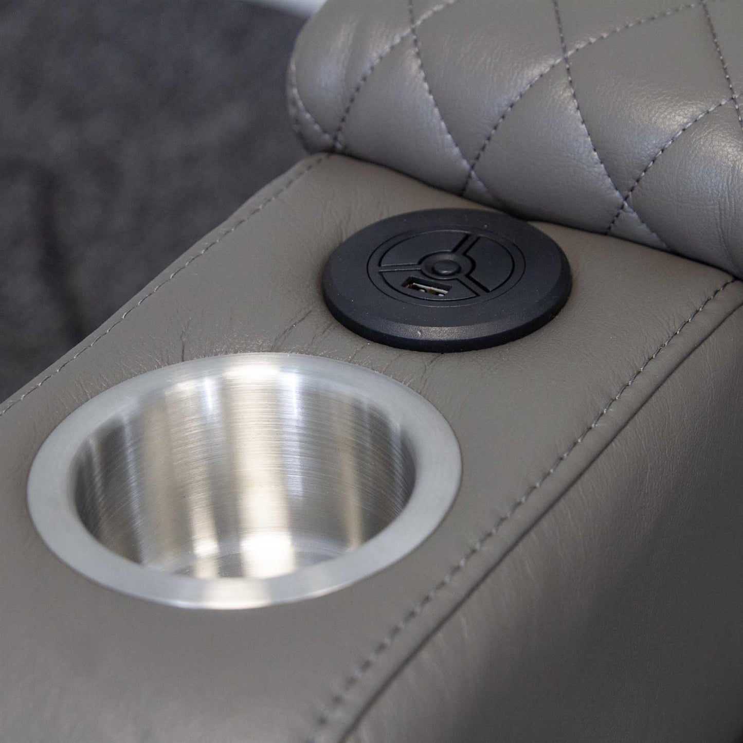 Felix Black or Grey Leather Electric Reclining Sofa Suite USB Cup Holder