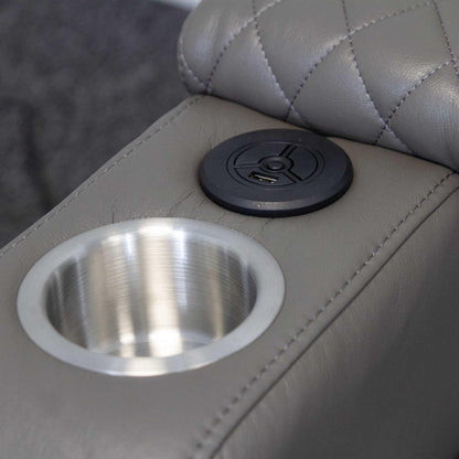 Felix Black or Grey Leather Electric Reclining Sofa Suite USB Cup Holder