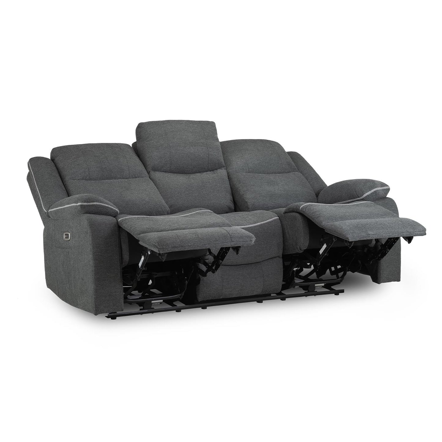 Harlow Graphite Grey Fabric Electric Reclining 3 Seater Sofa