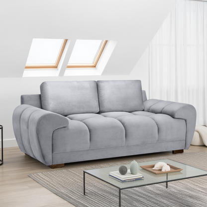 Zura Plush Fabric Large 2 Seater Sofa | Cream, Grey or Mocha