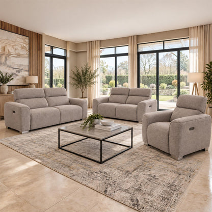 Tisbury 3 Piece Electric Recliner Sofa Suite USB Beige or Grey