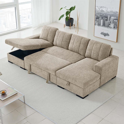 Comaro U Shaped Sofa Bed 5 Seater with Twin Storage Chaises