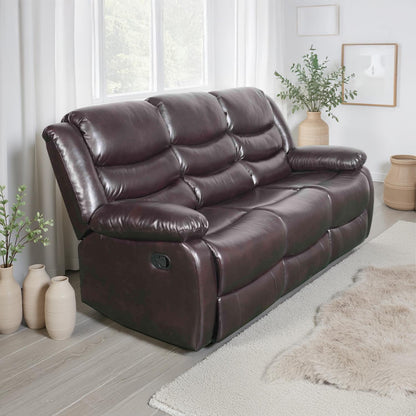 Cortland Leather Look 3 + 2 Sofa Suite Manual Reclining Black or Brown