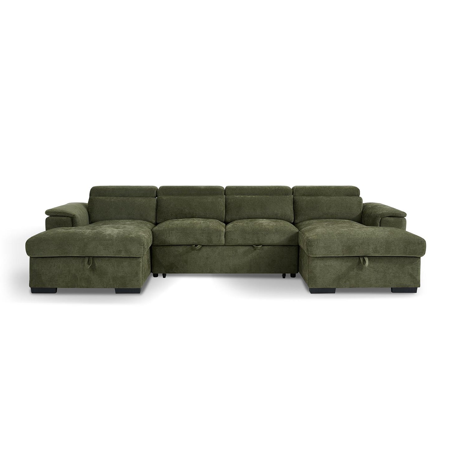 Large 4 5 Seater Fabric U Shaped Sofa Bed Tilting Headrest Storage