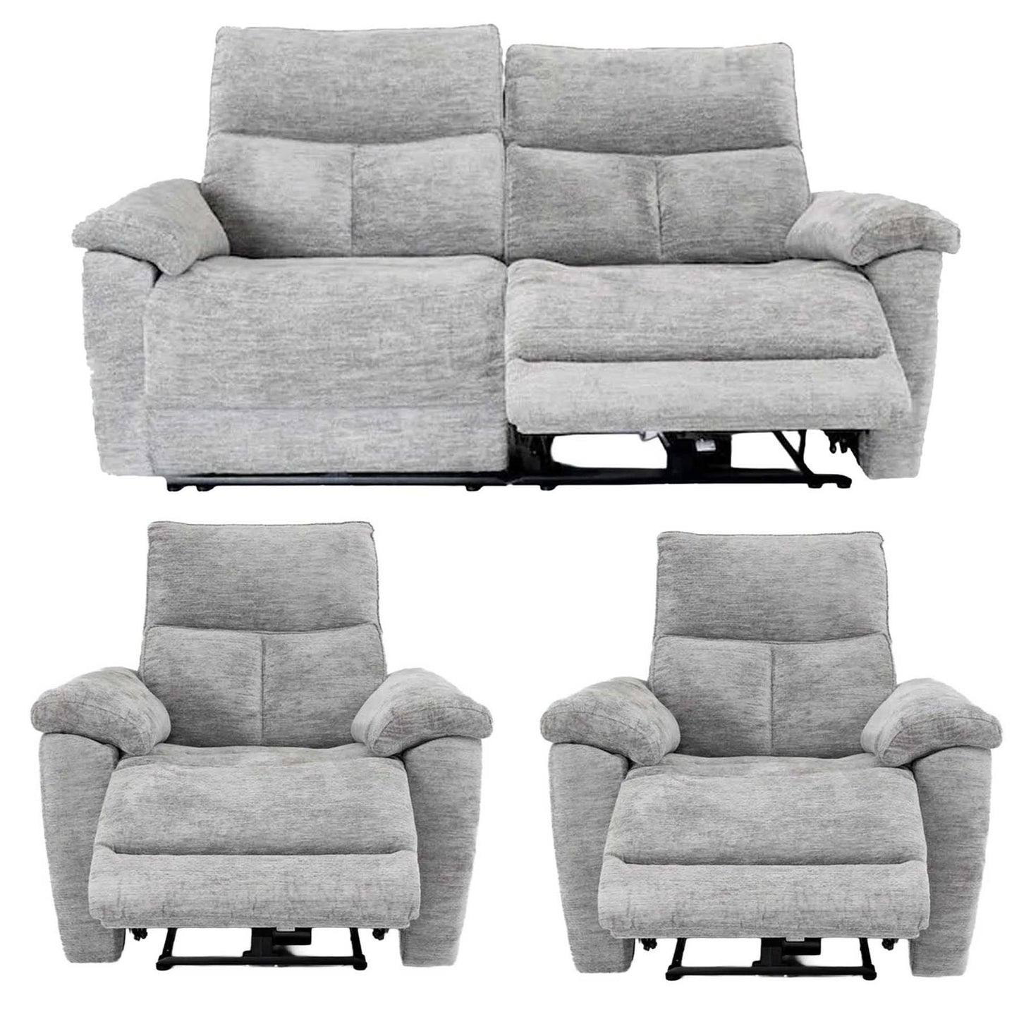 Kent Electric Reclining 3 Piece Sofa Suite 3 + 1 + 1 Grey