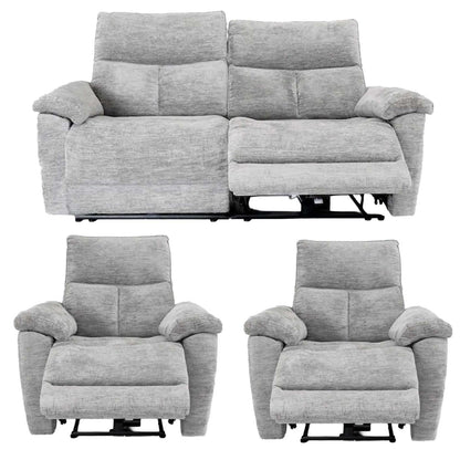 Kent Electric Reclining 3 Piece Sofa Suite 3 + 1 + 1 Grey
