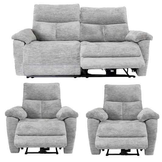 Kent Electric Reclining 3 Piece Sofa Suite 3 + 1 + 1 Grey