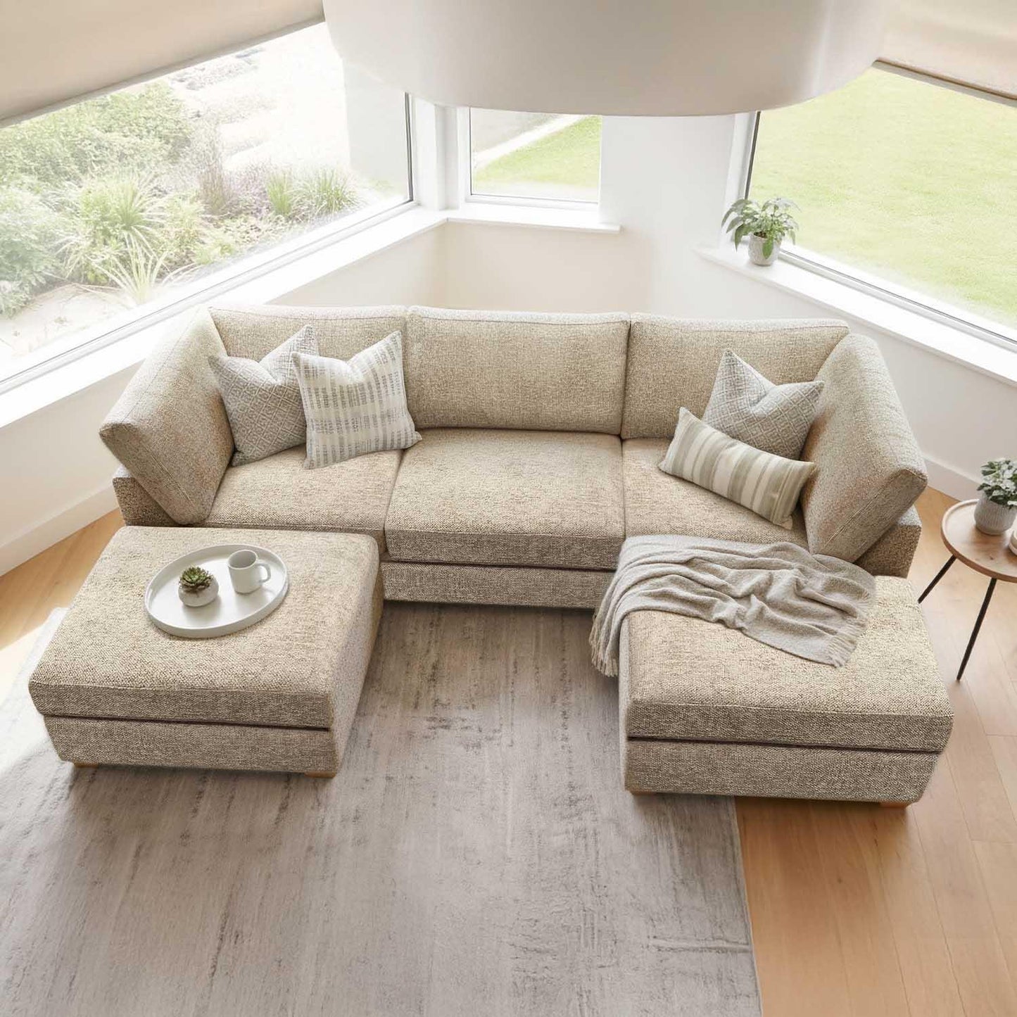 Kenzo U-Shaped 4-5 Seater Chenille Fabric Sofa