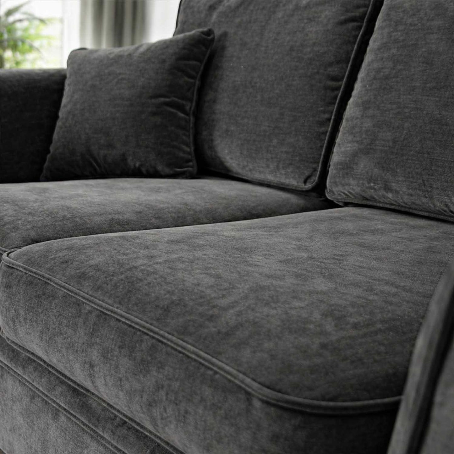 Ascot Large 3 Seater Sofa Chenille Fabric Beige or Charcoal