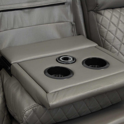 Felix Black or Grey Leather Electric Reclining Sofa Suite USB Cup Holder