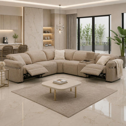 Buxley 5 Seater Electric Reclining Corner Sofa Wireless Charging