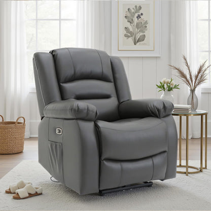 Arlo Black or Grey Leather Like Electric Reclining Armchair