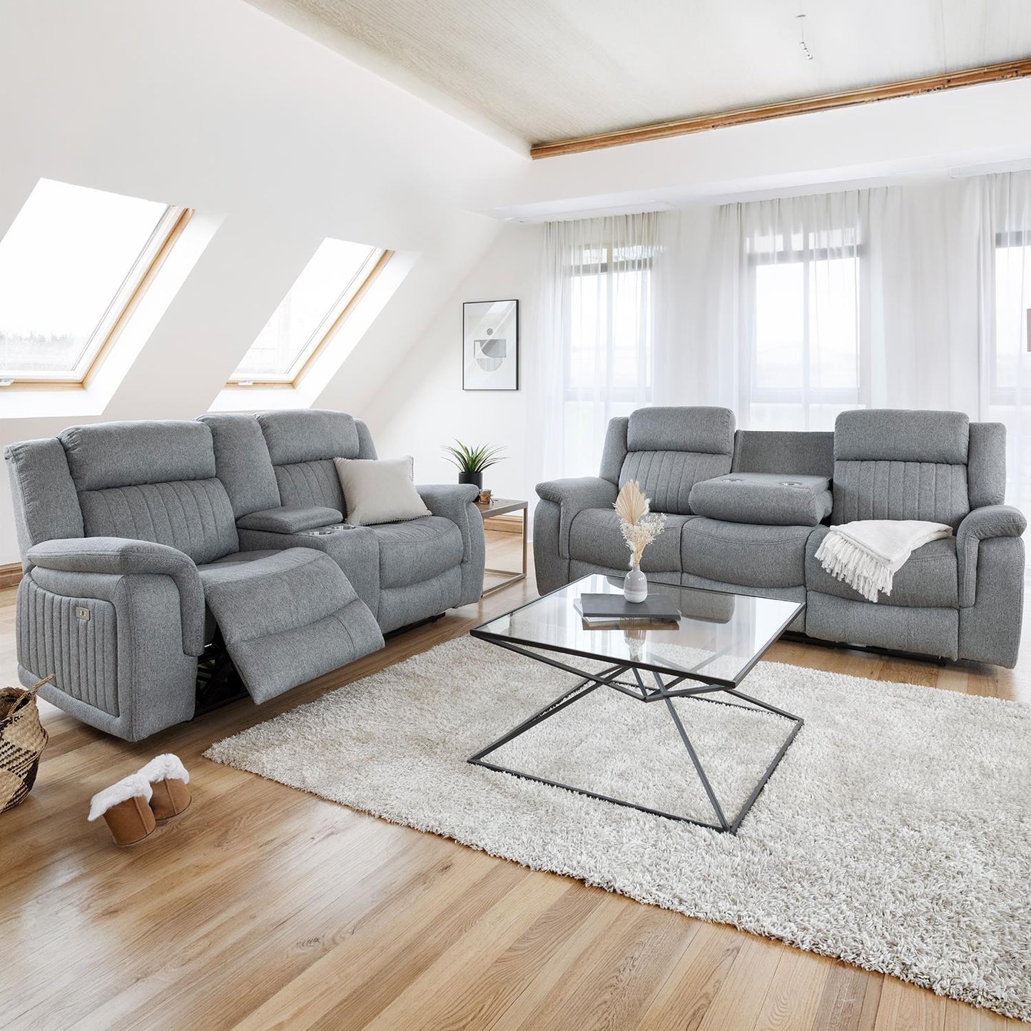 Linden Grey 3 Piece Electric Reclining Sofa Suite 3 + 2 + 1