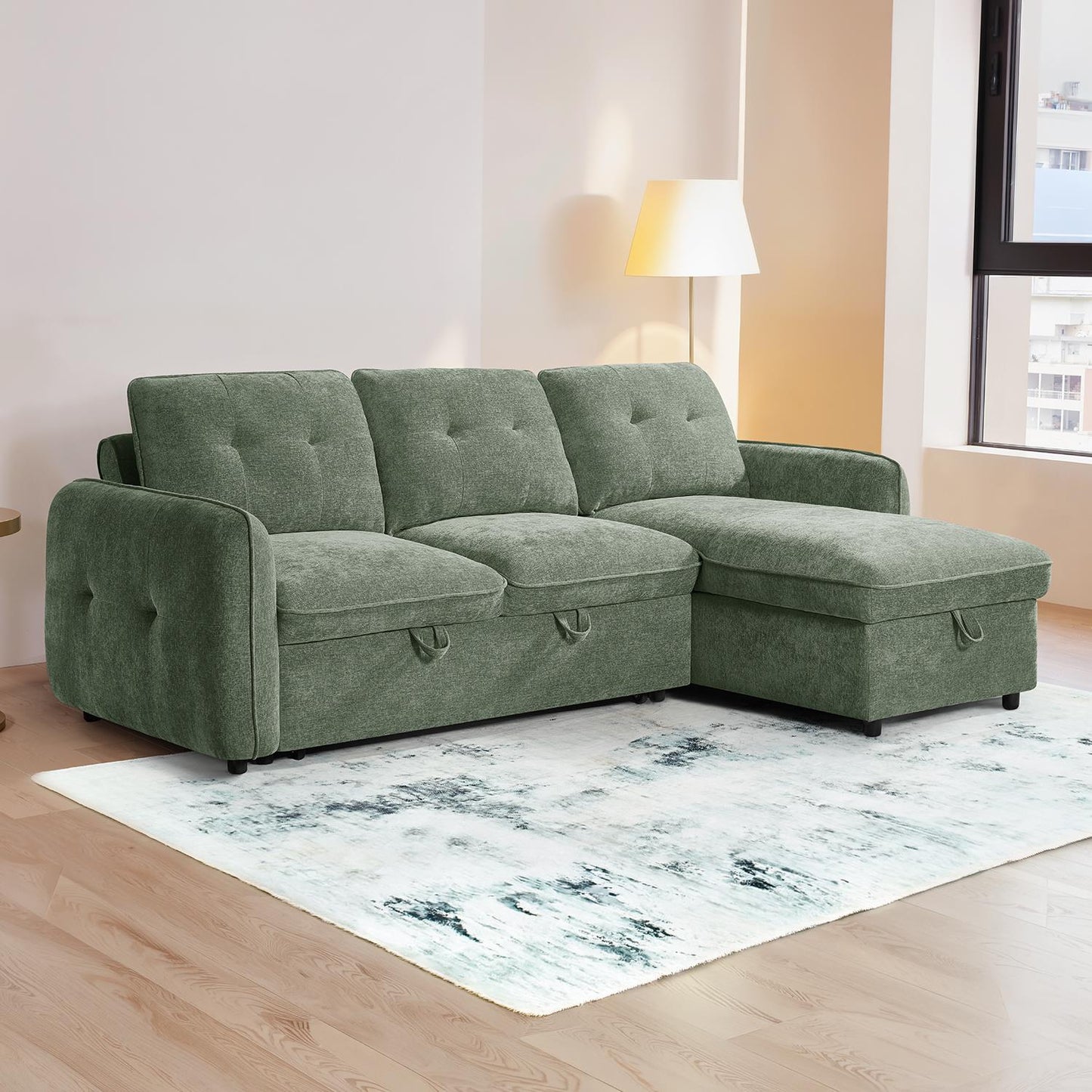 Seattle L Shaped 4 Seater Fabric Corner Sofa Bed