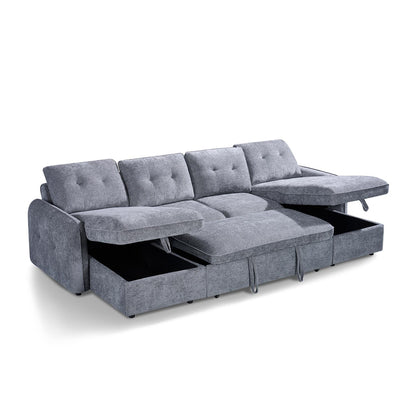 Seattle U Shaped 5 Seater Fabric Corner Sofa Bed
