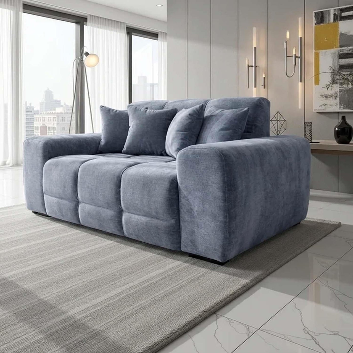 Jenson 2 Seater Plush Velvet Sofa with Deep Seats & Boxed Arms