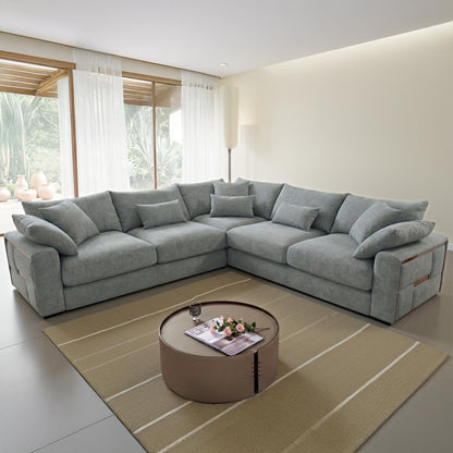 Juno L Shaped Large 5 Seater Corner Sofa Beige or Grey