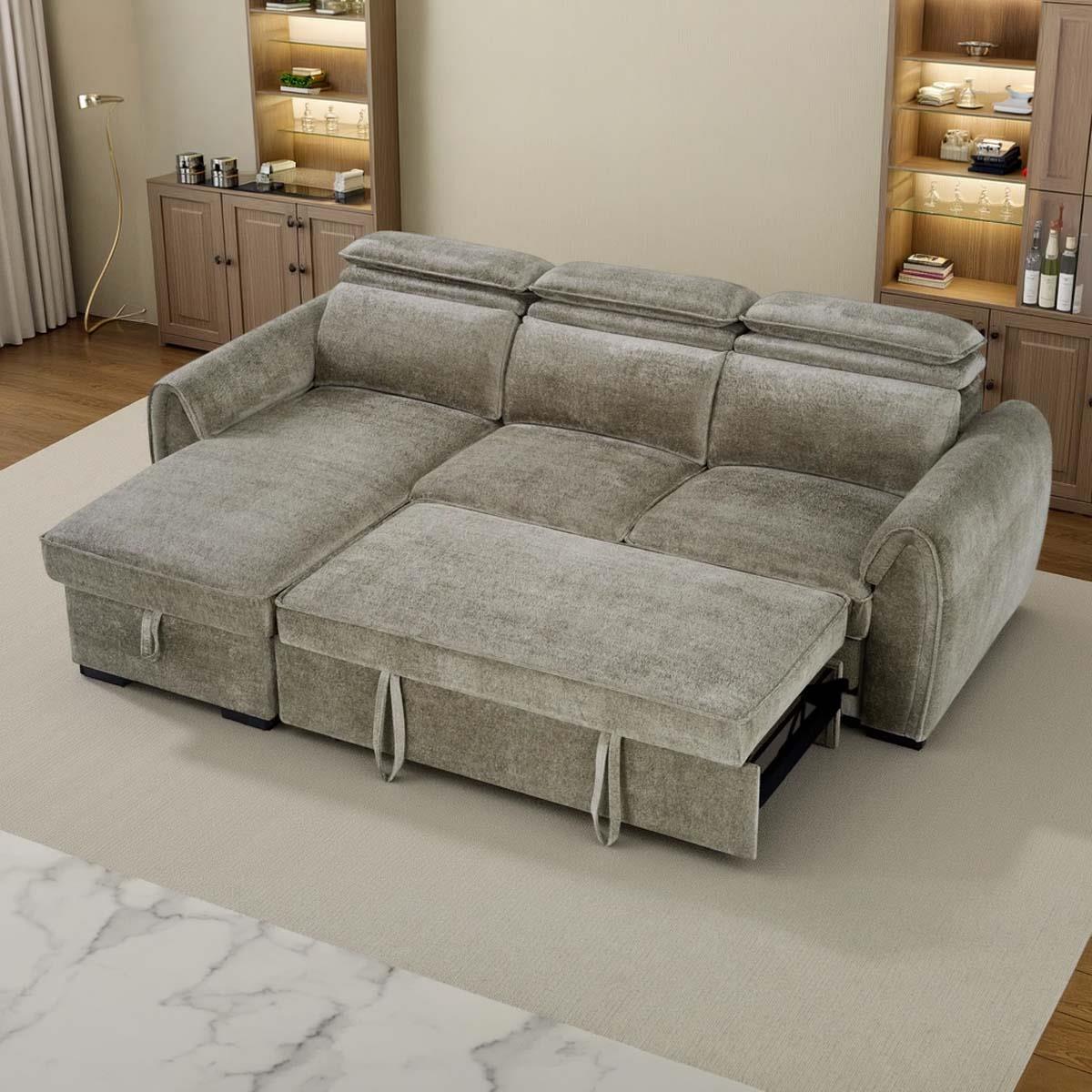Carlo Universal Corner Sofabed with Storage & Adjustable Headrests