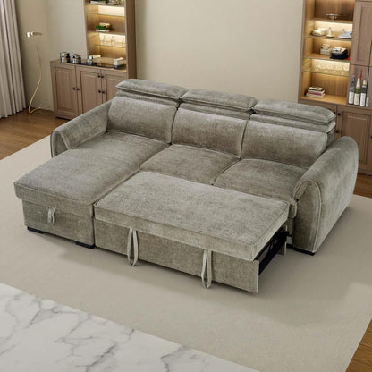Carlo Universal Corner Sofabed with Storage & Adjustable Headrests