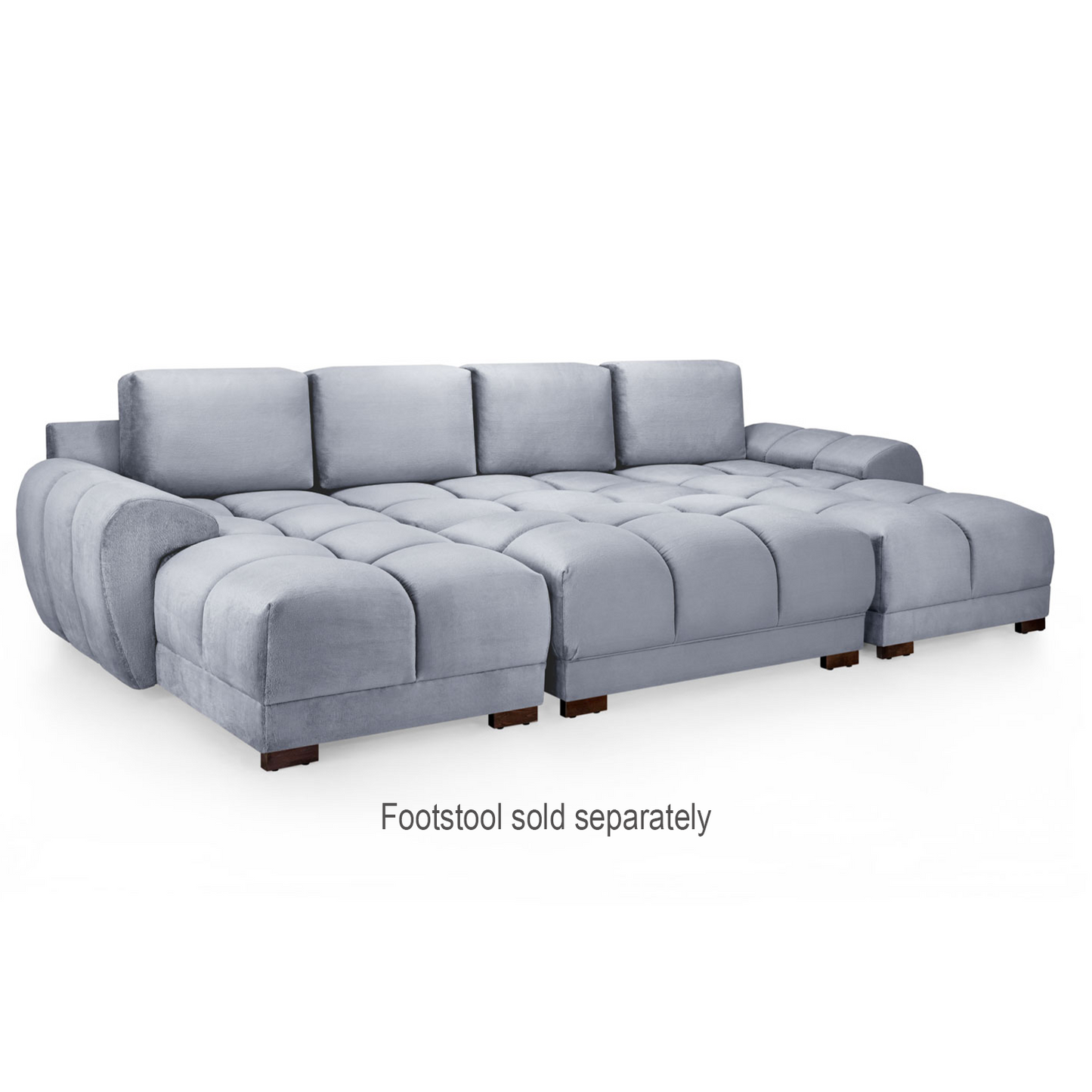 Zura Plush Velvet Large U Shaped 4 - 5 Seater Sofa  | Cream, Grey or Mocha