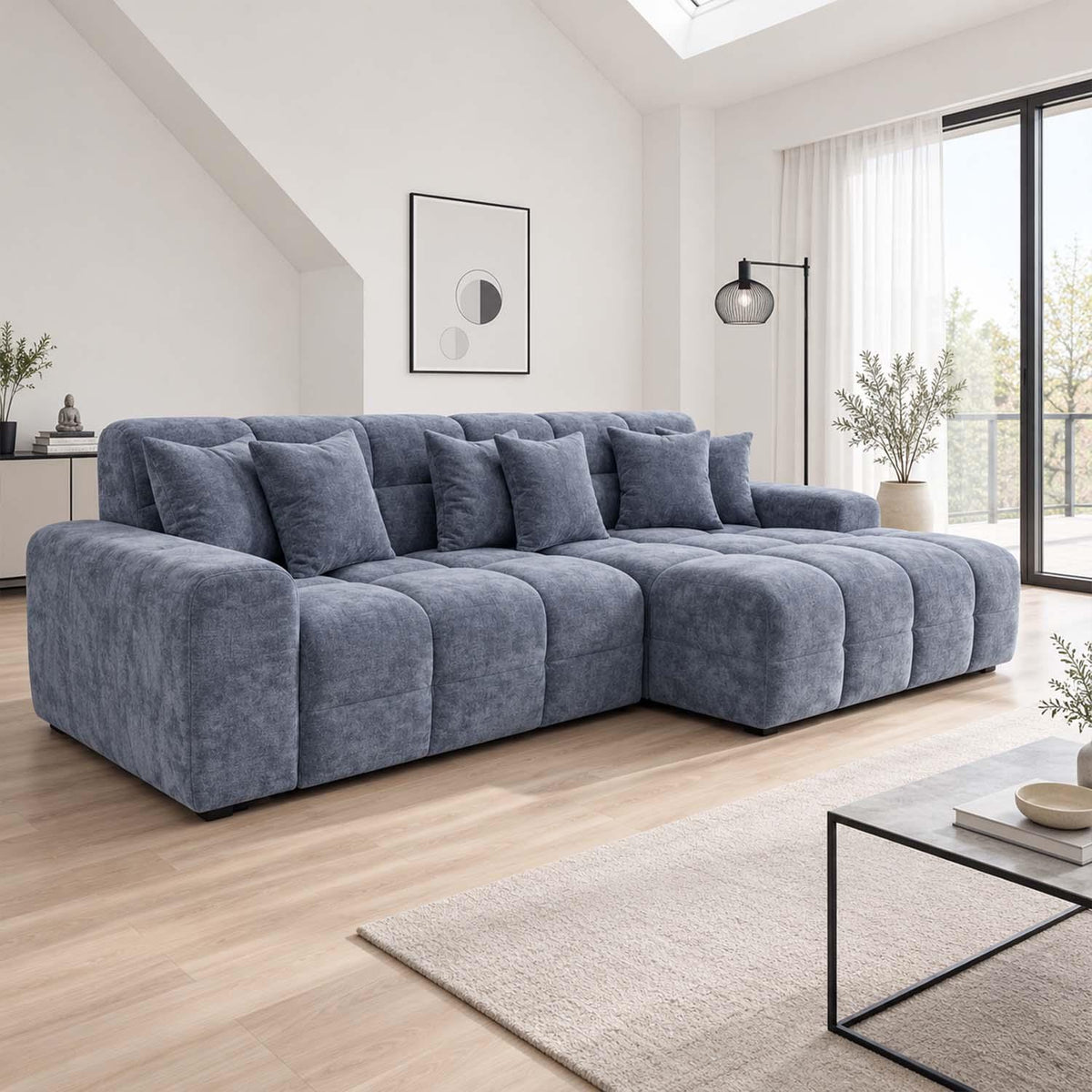 Jenson Plush Velvet Corner Sofa Left Right Hand Facing with Chaise