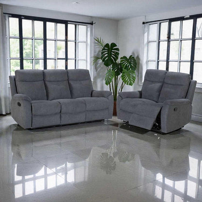Vancouver 3 + 2 Grey Fabric Manual Reclining Sofa Suite