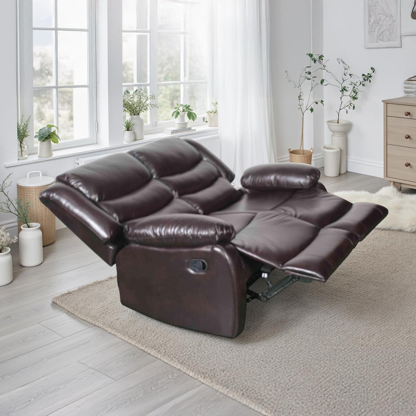Cortland Leather Look 3 + 2 Sofa Suite Manual Reclining Black or Brown
