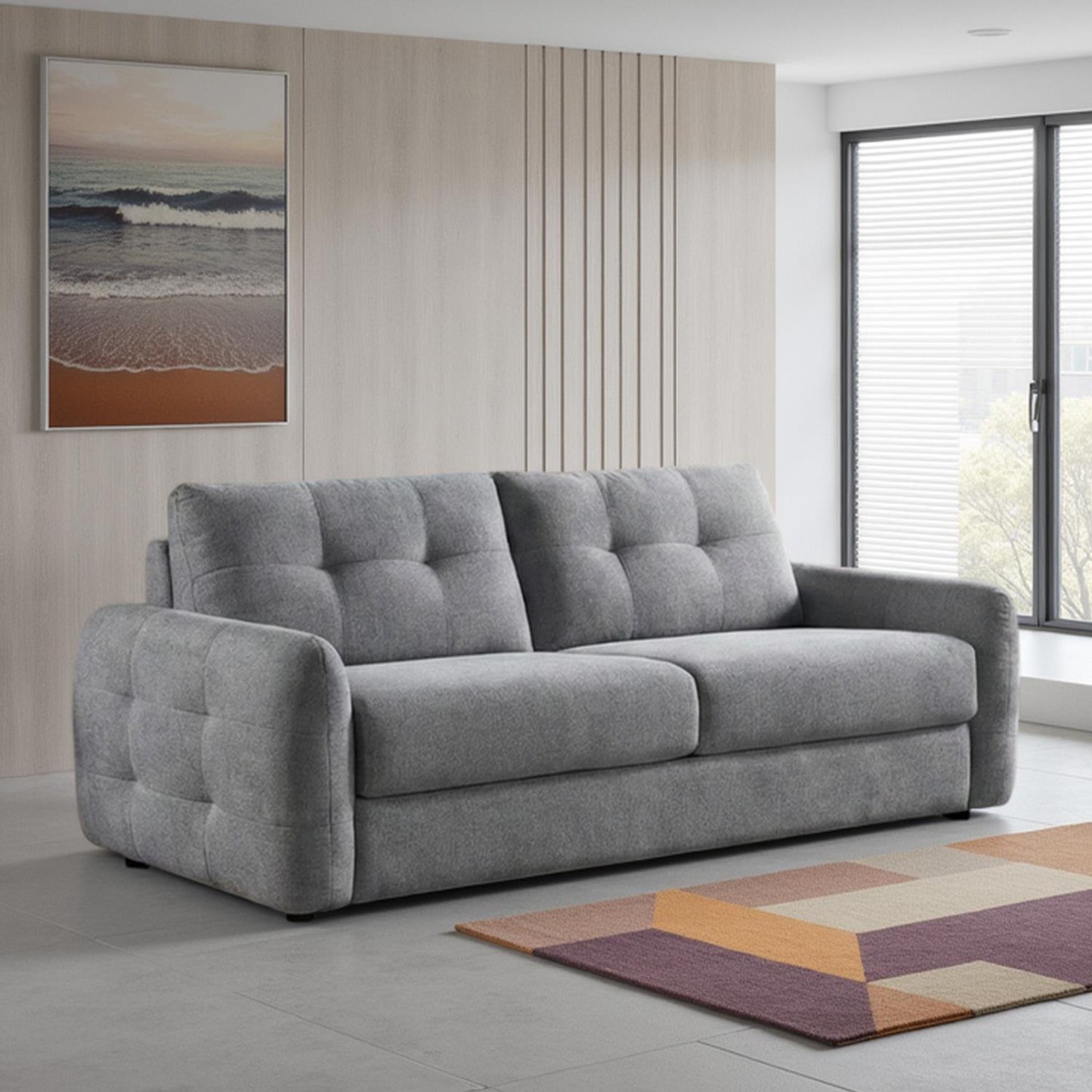 Aspen Fabric 3 Seater Manual Pull Out Large Sofa Bed Beige or Grey
