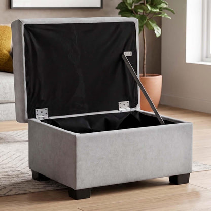 Milan Footstool With Storage Black Grey Mink