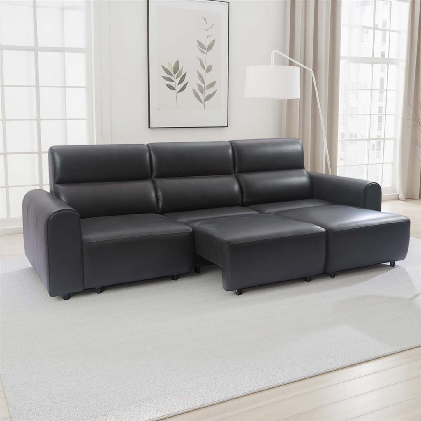 Corby 3 Seater Electric Recliner Sofa Leather Look High Back Design
