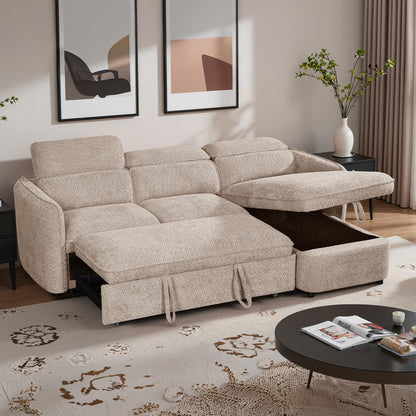 Ria L Shaped 4 Seater Fabric Corner Sofa Bed