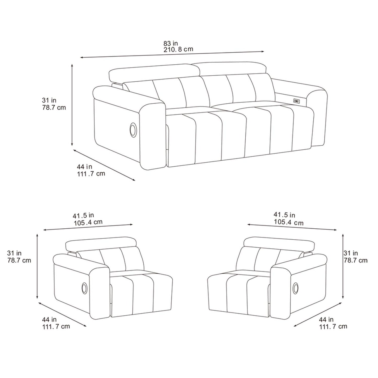 Delilah Electric Reclining Cream Oslo 3 Seater Sofa With Soundbar