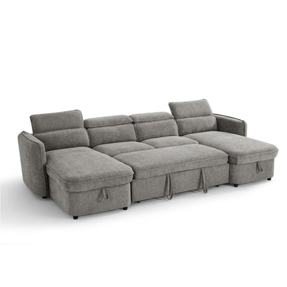 Ria Large 4 5 Seater Fabric U Shaped Sofa Bed Tilting Headrest Storage