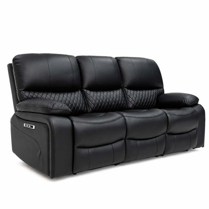 Bentley Black Electric Recliner Sofa Suite 3 + 2 Seater, Eco Leather