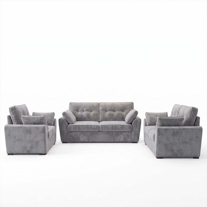 Montford Grey 3 + 2 + 1 Three Piece Sofa Suite High Back Fabric