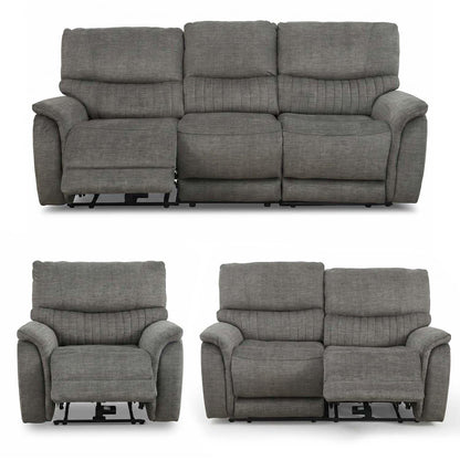 Hoxley Electric Reclining 3 Piece Sofa Suite 3 + 2 + 1 Charcoal