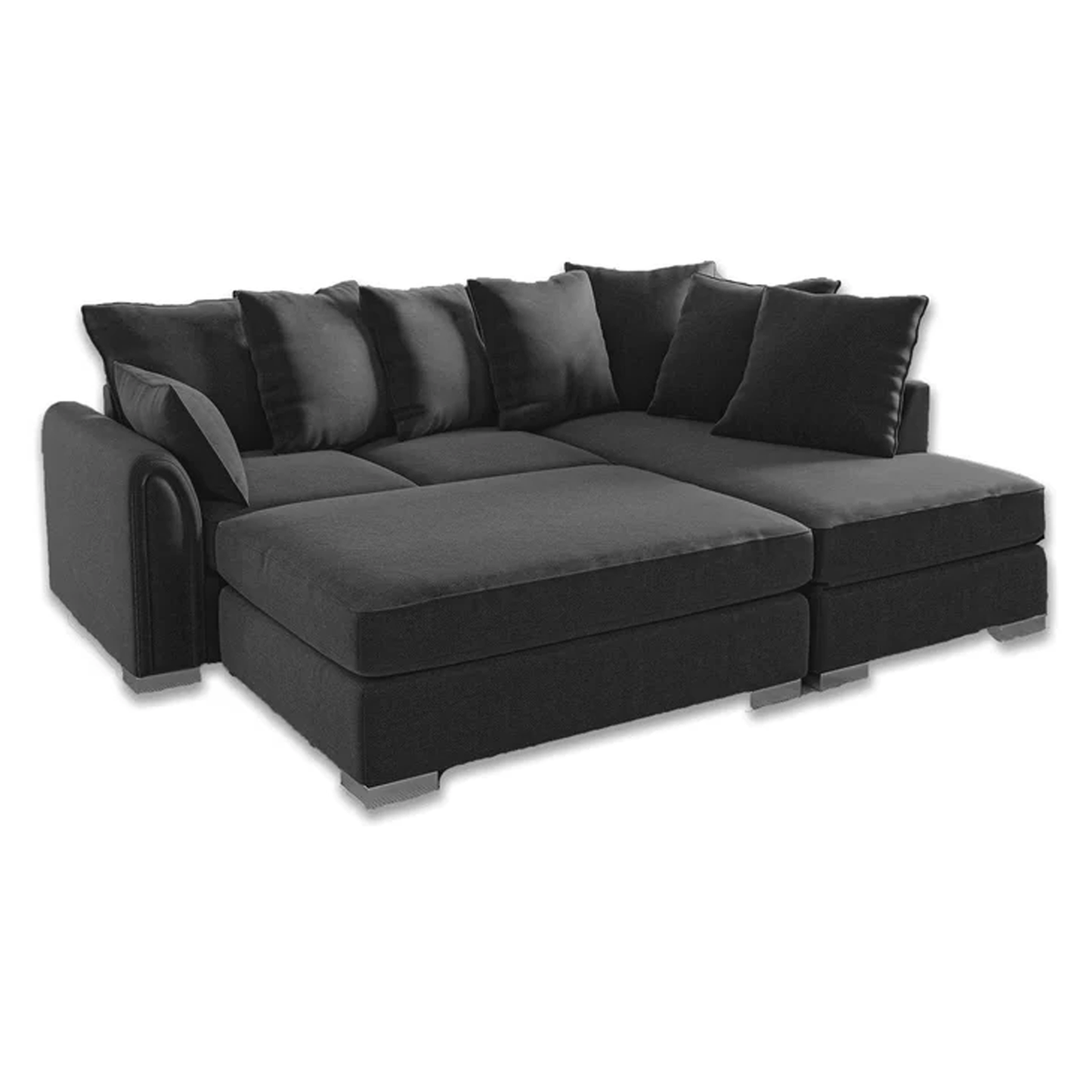 Chiswick Corner Sofa 4 Seater with Footstool - Silver Or Black